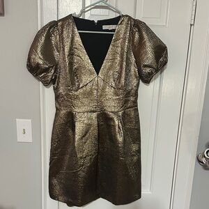 Loft metallic gold mini dress size 8